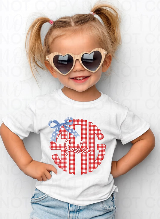 Red Gingham Monogram