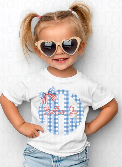Blue Gingham Monogram