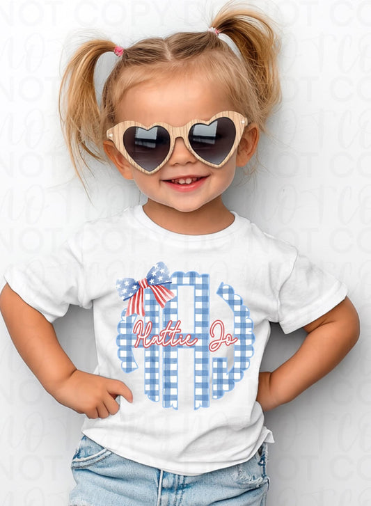 Blue Gingham Monogram