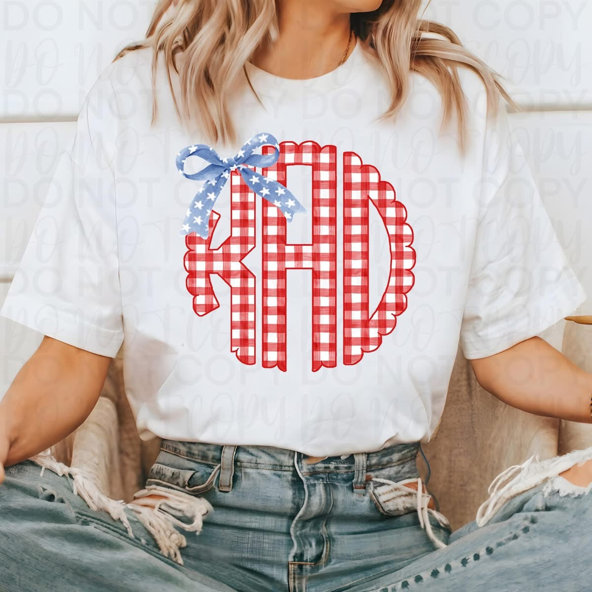 Red Gingham Monogram