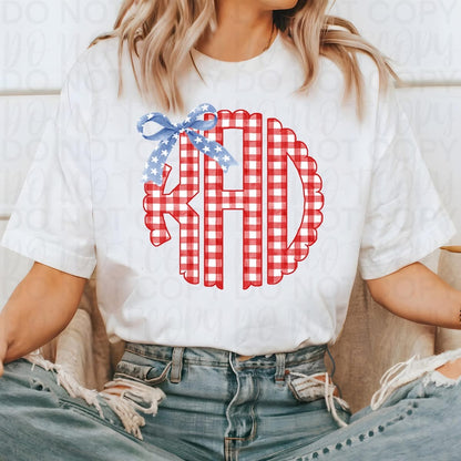 Red Gingham Monogram