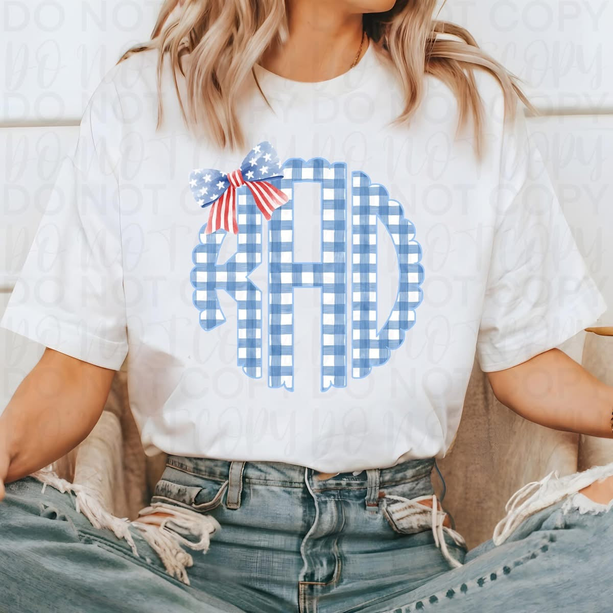 Blue Gingham Monogram