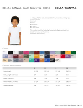 Load image into Gallery viewer, Bella Canvas Youth Color/Size Chart
