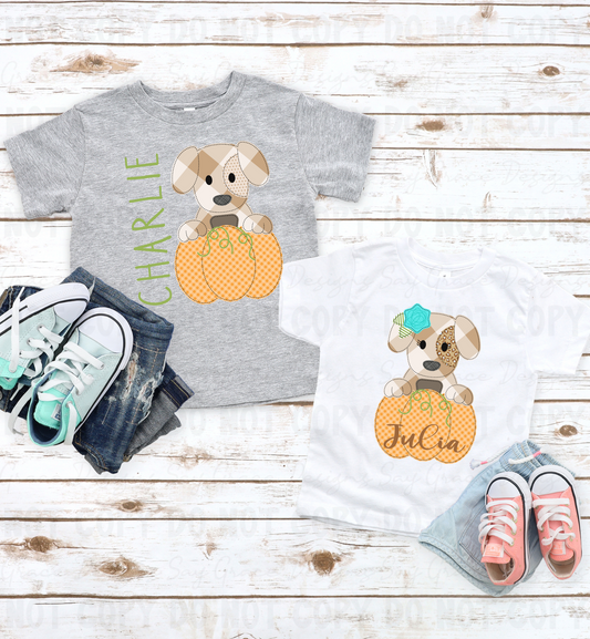 Pup Pumpkin FAUX Applique (Personalized)