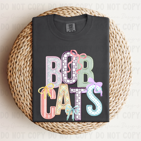 Bobcats Bow Faux Embroidery