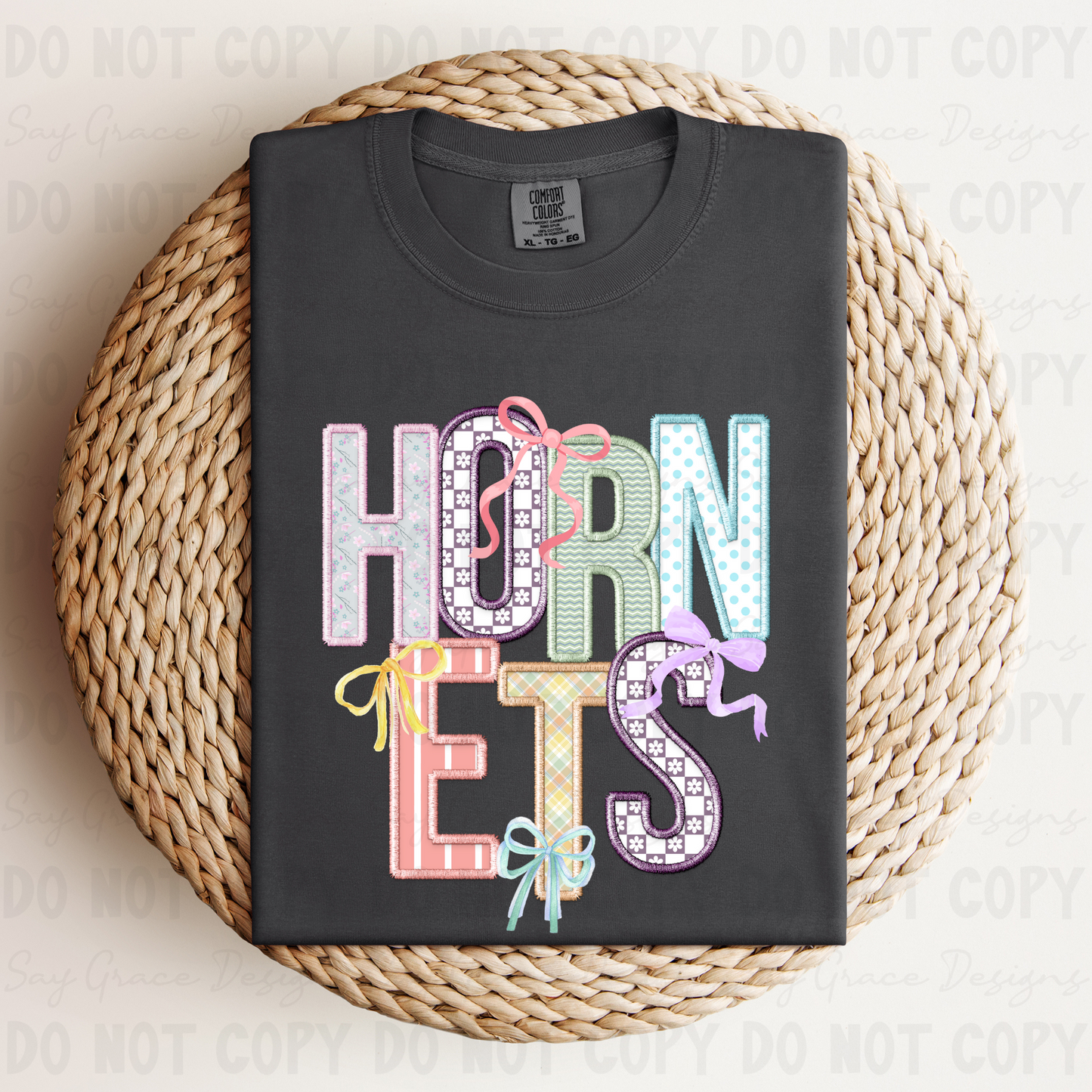 Hornets Bow Faux Embroidery