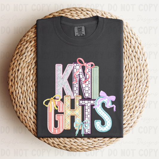 Knights Bow Faux Embroidery