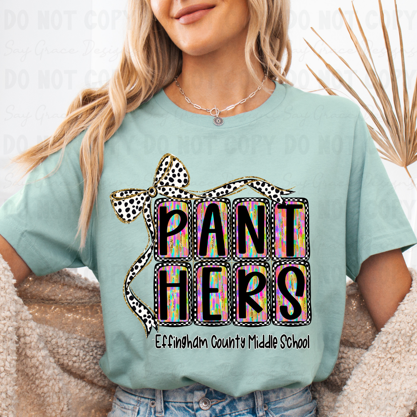 Effingham County Panthers Block Letters with Bow