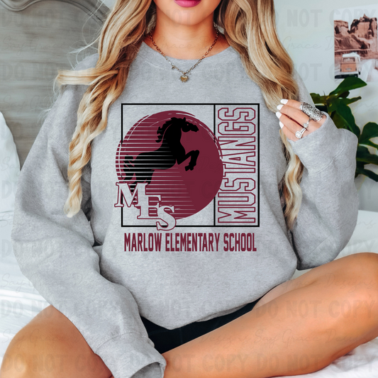 Marlow Elementary Mustangs Square with Initials