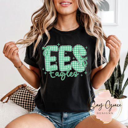 Mascot Gingham School Initials