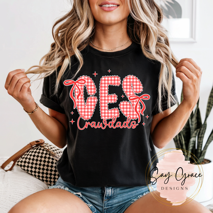Mascot Gingham School Initials