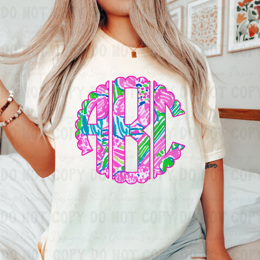 Flamingo Preppy Pink Monogram