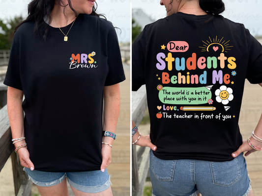 Dear Student Behind Me - Personalized