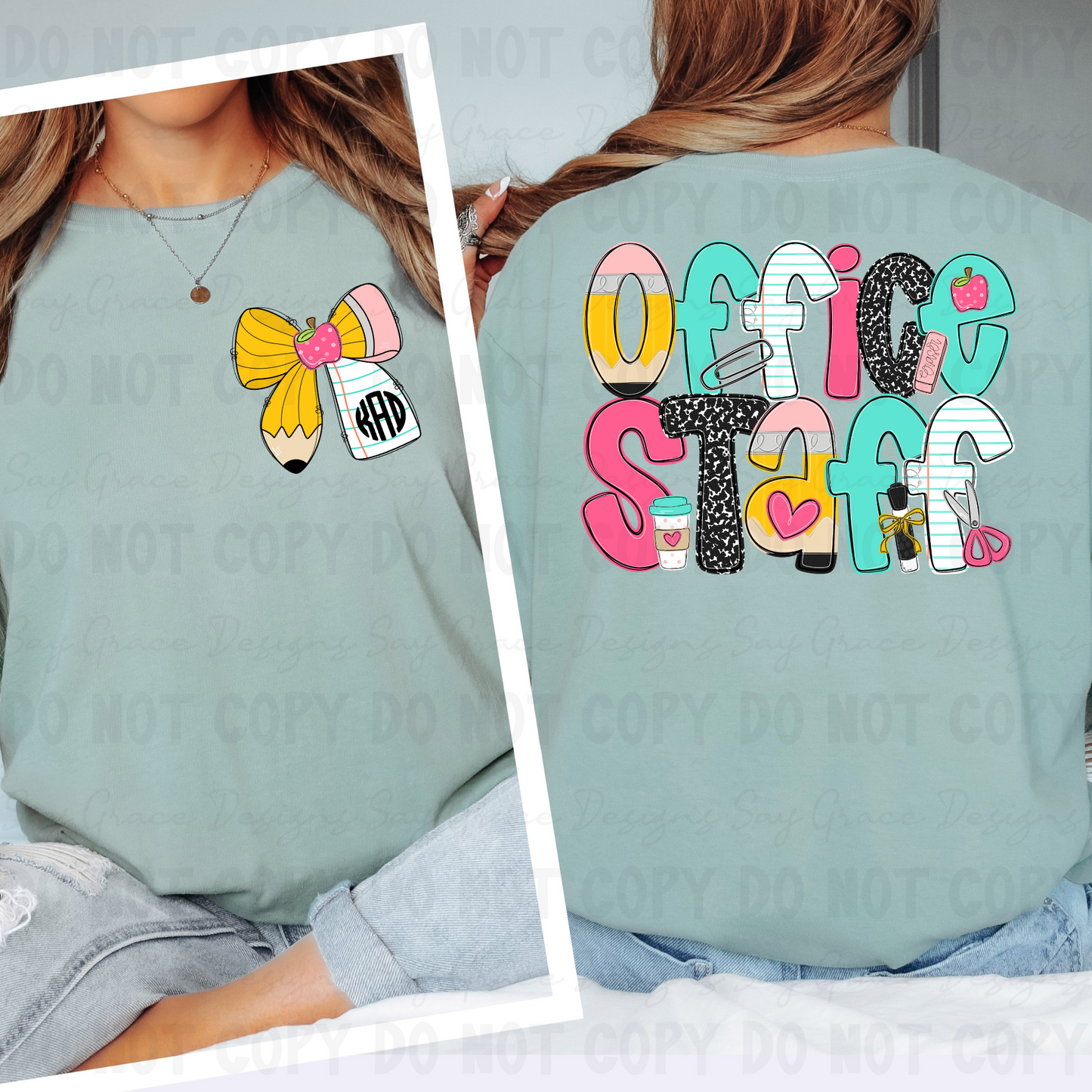 Teach Me Monogram/School Font Grade Level & Occupation - Front and Back