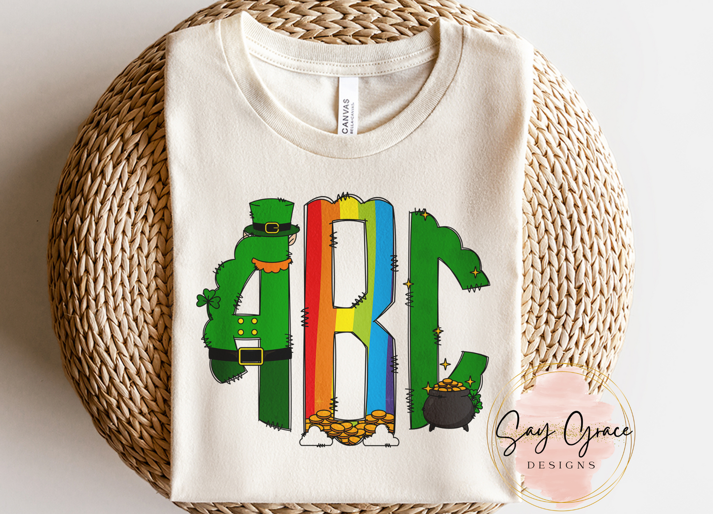 Leprechaun Rainbow Pot of Gold Monogram