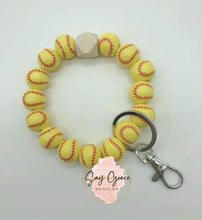 Load image into Gallery viewer, Sports Wooden Bead Keychain
