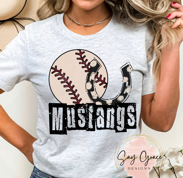 Mustangs Baseball - Box Letters