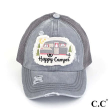 Load image into Gallery viewer, Happy Camper C.C. Brand Criss Cross Ponytail Hat - Gray
