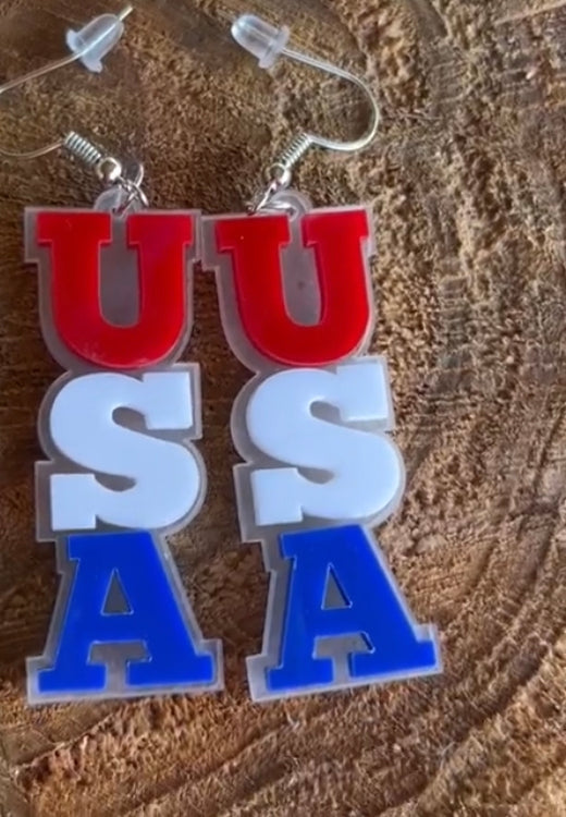 USA Acrylic Earrings